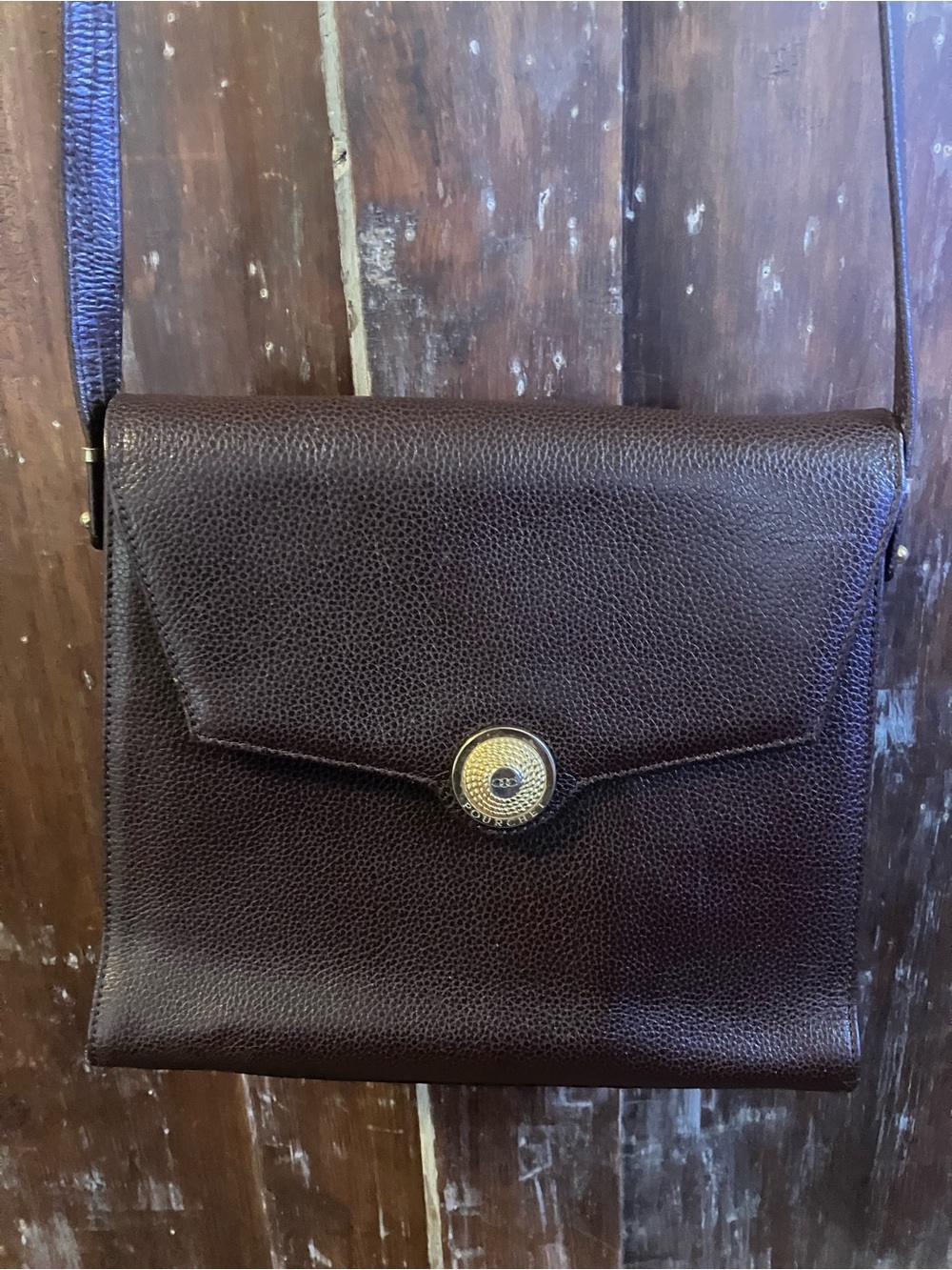 Brown Leather Crossbody Bag with Gold Turn-Lock